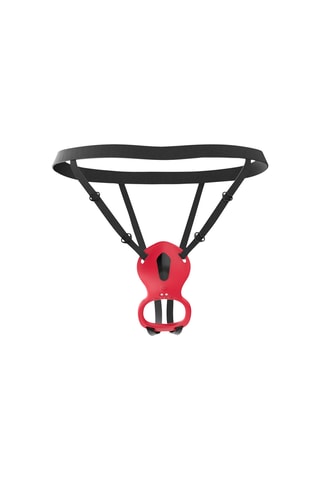 Stimulateur clitoridien portable avec harnais - Noir et rouge