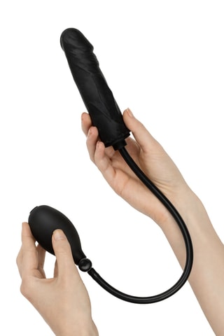 Godemichet gonflable avec pompe - Noir - 14,5 cm