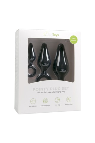 Set plug anal avec anneau de traction - Noir
