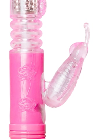 Vibromasseur rabbit stotende butterfly - Rose - 12,5 cm