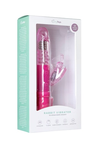 Vibromasseur rabbit stotende butterfly - Rose - 12,5 cm