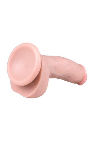Gode avec scrotum - Rose - 15 cm