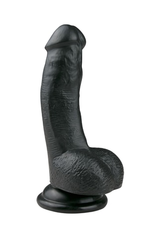 Gode avec scrotum - Noir - 15 cm