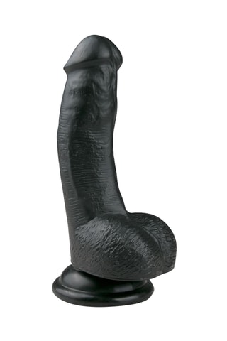 Gode avec scrotum - Noir - 15 cm