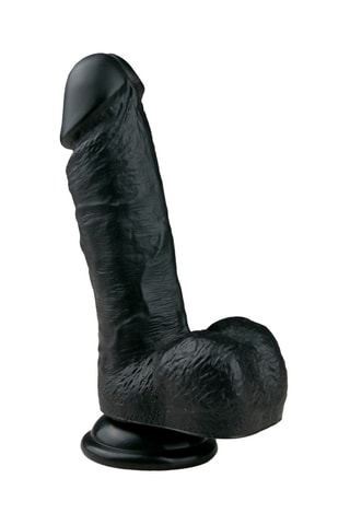 Gode avec scrotum - Noir - 17,5 cm