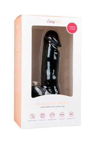 Gode avec scrotum - Noir - 17,5 cm