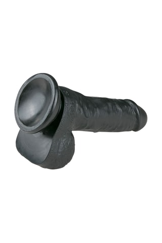 Gode avec scrotum - Noir - 17,5 cm