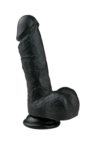 Gode avec scrotum - Noir - 17,5 cm