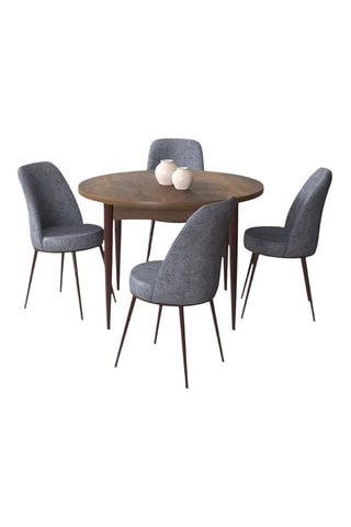 Table ronde à manger et 4 chaises - 90 x 75 x 90 cm