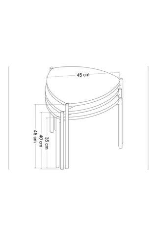 3 tables gigognes  - 45 x 45 x 45 / 45 x 40 x 45 et 45 x 35 x 45 cm