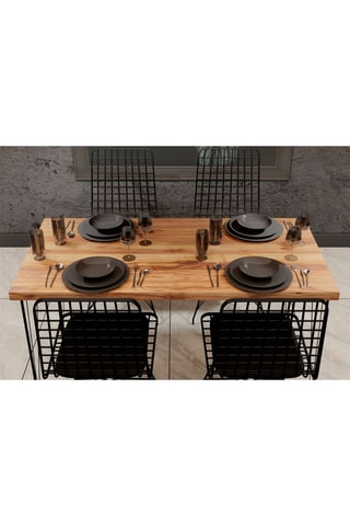 Table et 4 chaises Imitation chêne et noir - 120 x 75 x 60 cm