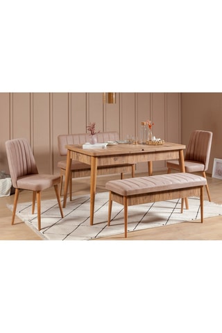 Ensemble de salle à manger Vieux rose et naturel