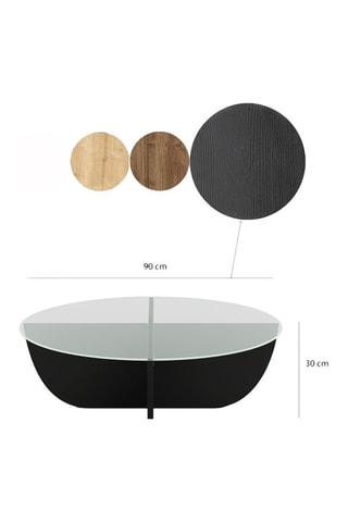 Table basse - Plateau en verre - 90 x 30 x 90 cm