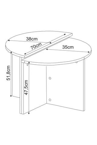 2 tables basses Dolunay - 70 x 51,8 x 38 / 70 x 47,5 x 35 cm