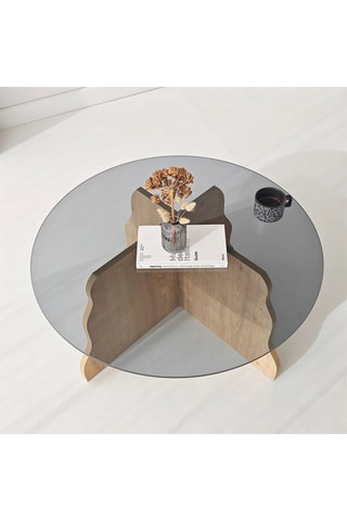 Table basse ronde en verre - 75 x 40 cm