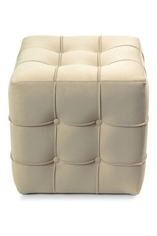 Pouf - Crème - En tissu velours