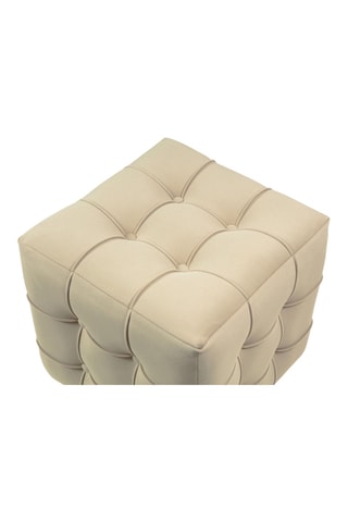 Pouf - Crème - En tissu velours