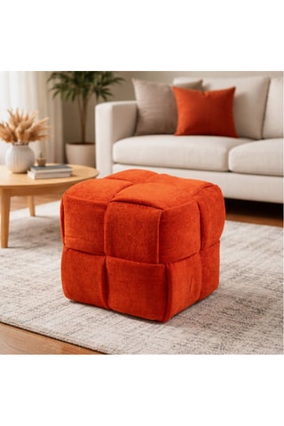 Pouf - Orange - En tissu bouclette
