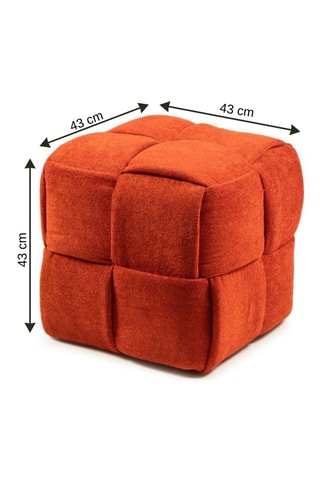 Pouf - Orange - En tissu bouclette