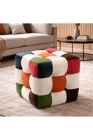 Pouf - Multicolore - En tissu velours