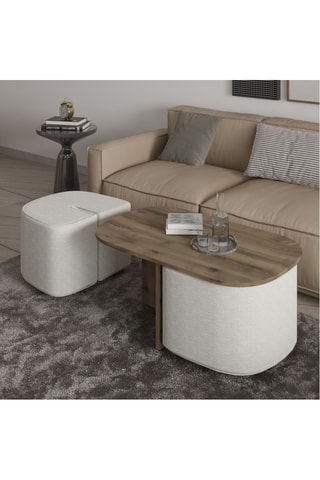 Table basse et 2 poufs