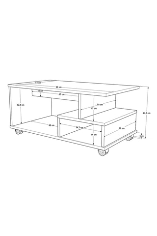 Table basse - 91 x 42,5 x 51 cm