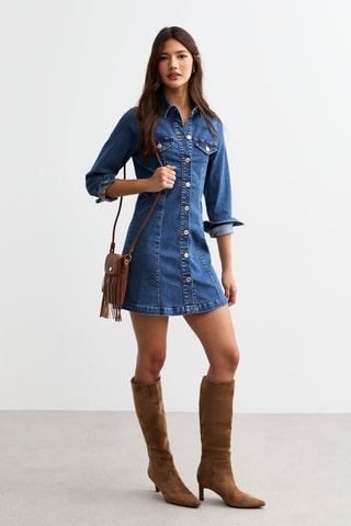 Abito a camicia in jeans - Blu