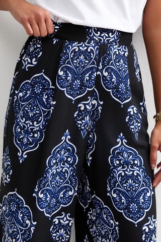 Pantaloni wide legs 7/8 - Nero
