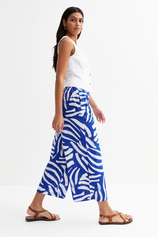 Pantaloni wide legs 7/8 a vita alta - Blu