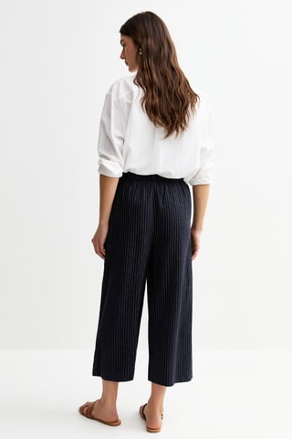 Pantaloni relaxed 7/8 in lino - Navy