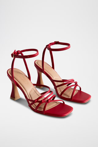 Sandali con tacco in vernice - Rosso