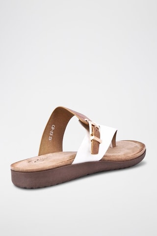 Chinelos de dedo com cunha - Castanho e branco