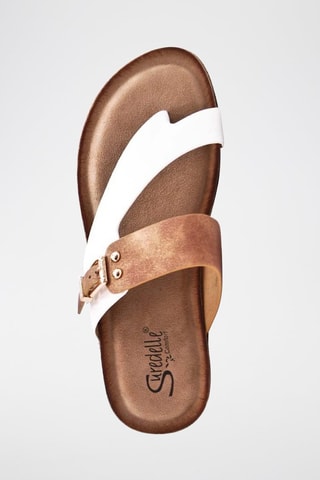 Chinelos de dedo com cunha - Castanho e branco