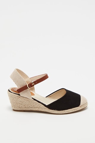 Alpargatas com cunha Preto e bege