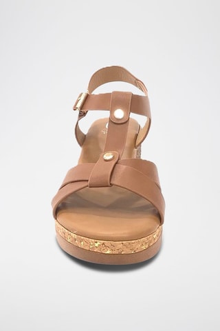 Sandálias com cunha - Castanho