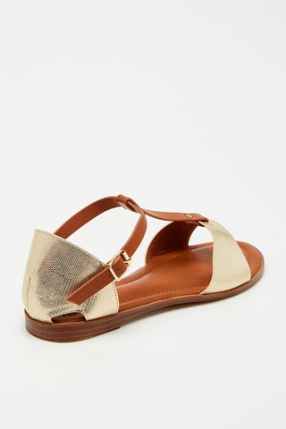 Sandálias 
Camel e dourado