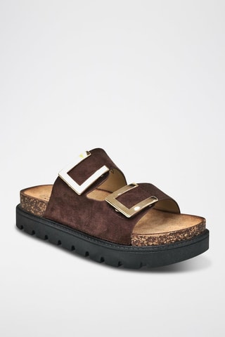 Mules com plataforma - Castanho