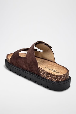 Mules com plataforma - Castanho