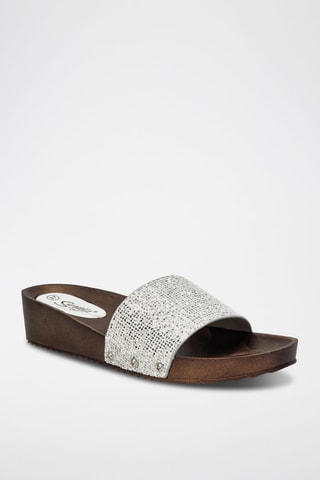 Mules com cunha - Prateado