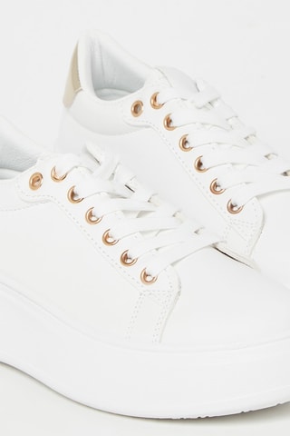 Sapatilhas com plataforma - Branco e dourado