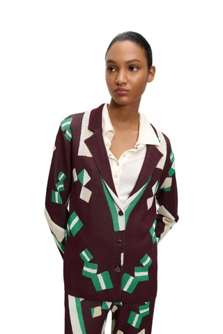 Veste - Marron foncé et blanc