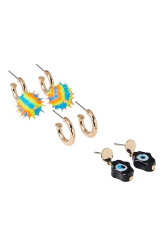 3 paires de boucles d’oreilles - Doré et noir