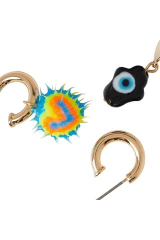 3 paires de boucles d’oreilles - Doré et noir