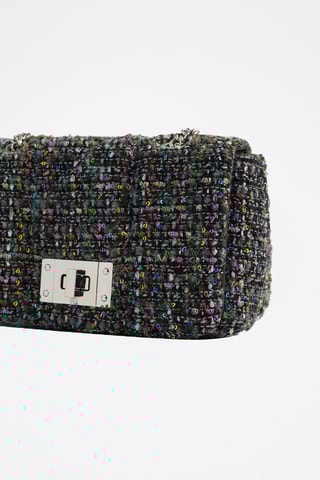 Sac bandoulière en tweed - Gris foncé chiné