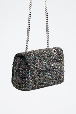 Sac bandoulière en tweed - Gris foncé chiné