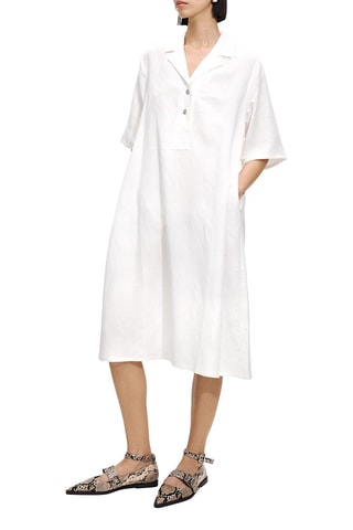 Vestido trapézio em linho - Branco