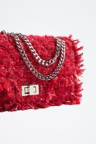 Sac porté épaule en tweed - Rouge