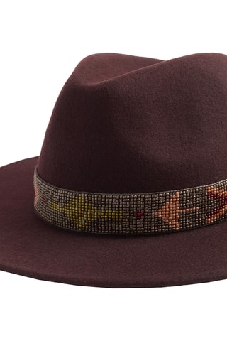 Fedora en laine et porcelaine - Bordeaux