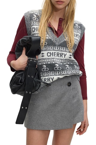 Pull sans manches en laine - Gris chiné