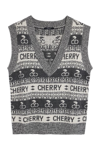 Pull sans manches en laine - Gris chiné